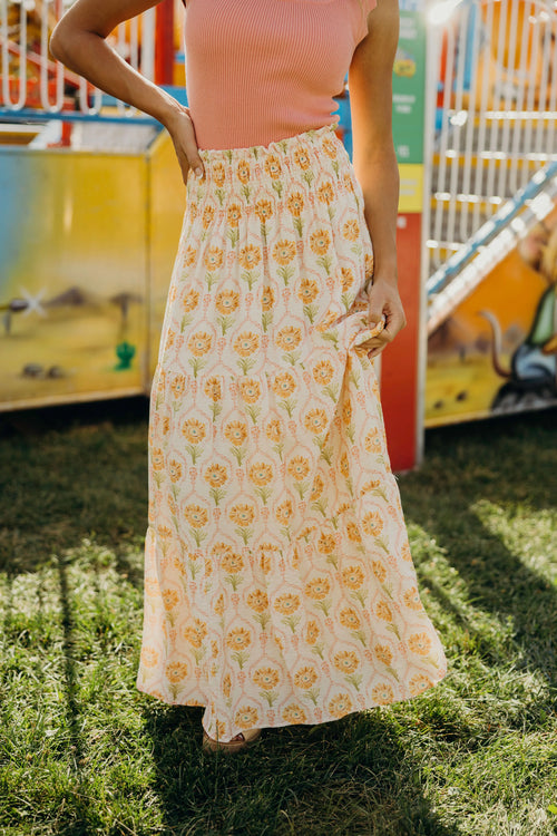 MAXI SKIRT IN FOLK GARDEN