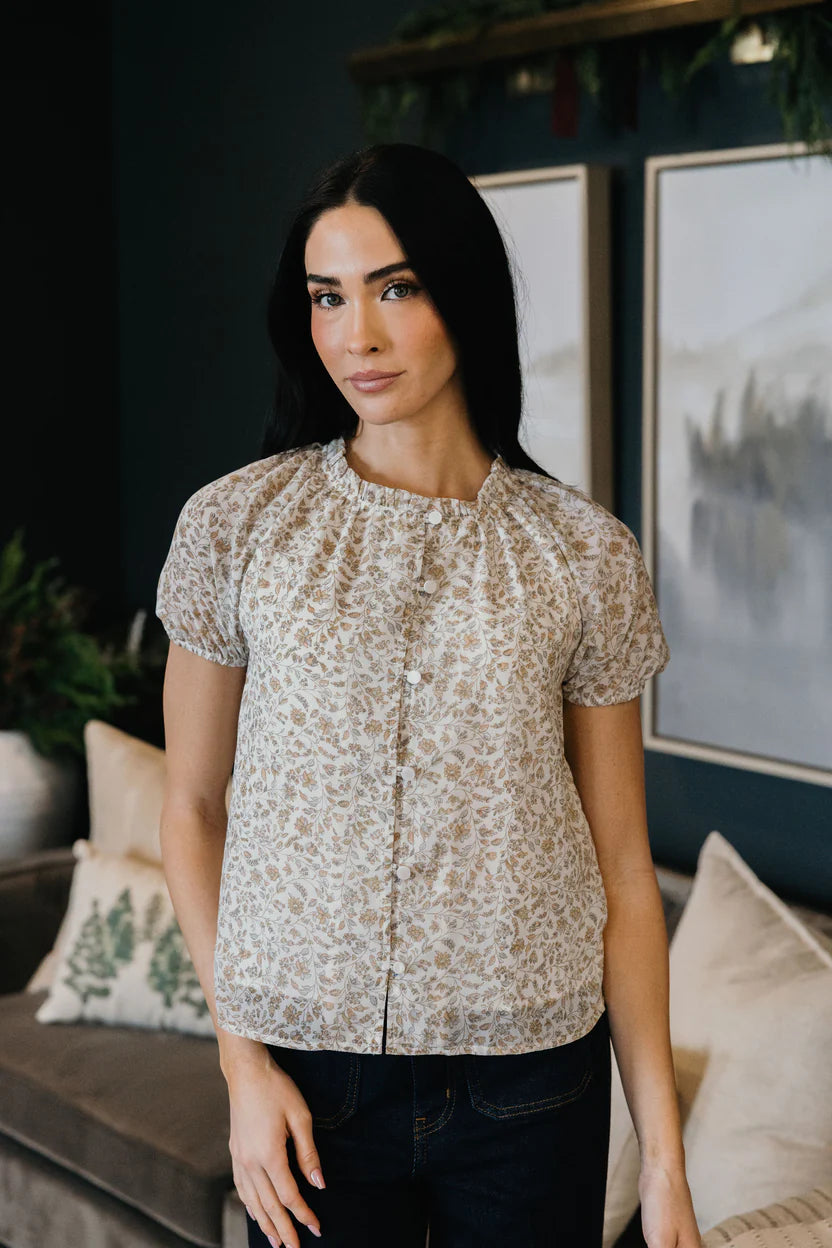 ROMANTIC RUFFLE BLOUSE IN GOLDEN MESA