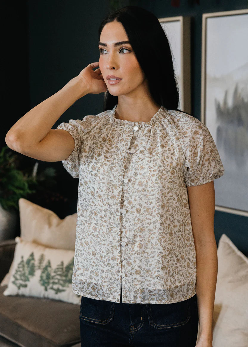 ROMANTIC RUFFLE BLOUSE IN GOLDEN MESA